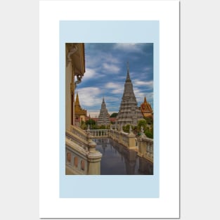 Cambodia. Phnom Pehn. Royal Palace. Stupas. Posters and Art